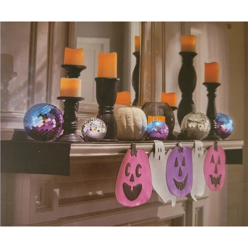 Isaac Mizrahi Halloween Mantel Scarf Jack O Lantern Ghosts Metallic Purple 84